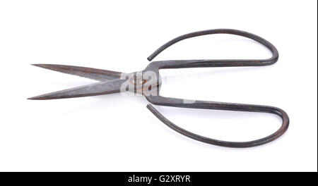 wide open old tailor shears isolated on white background Stock Photo