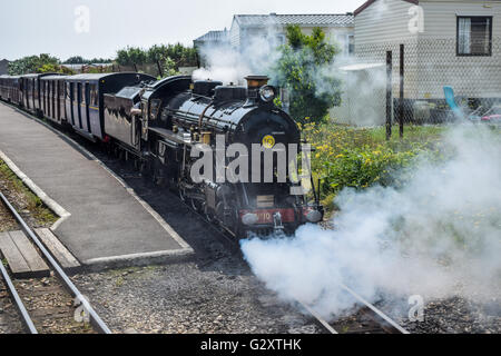 Steam train on the Romney, Hythe and Dymchurch Railway in Kent, UK Stock Photo