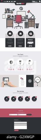 One page website design template in flat design style Stock Vector
