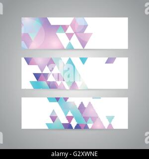 Vector banners with abstract multicolored polygonal mosaic background. Modern geometric triangular pattern. Business design Stock Vector