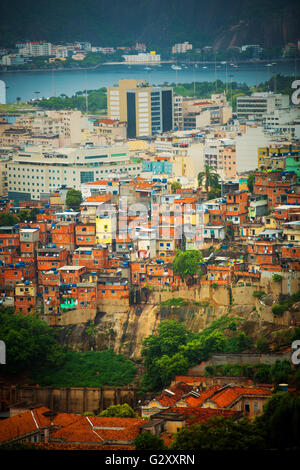 View Of A Favela With The Sugar Loaf In The Background Rio De Janeiro Brazil Stock Photo Alamy