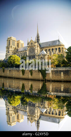 Notre Dame de Paris Cathedral, France. Hand drawing sketch  illustration of french travel landmark. Stock Photo