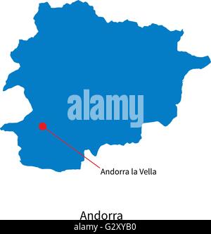 Map icon of Andorra. Blue map of Europe with highlighted Andorra in red  color. Vector Illustration Stock Vector Image & Art - Alamy