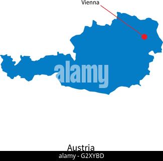 Detailed vector map of Austria and capital city Vienna Stock Vector
