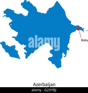 Detailed vector map of Azerbaijan and capital city Baku Stock Vector