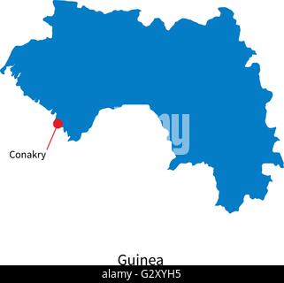 Guinea Political Map with capital Conakry, national borders Stock Photo