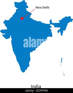 India political map with capital New Delhi, national borders Stock ...