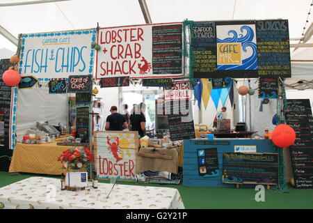 Cafe Mor Seafood, Food Hall, Hay Festival 2016, Hay-on-Wye, Brecknockshire, Powys, Wales, Great Britain United Kingdom UK Europe Stock Photo
