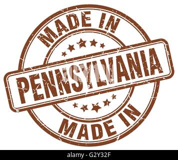 made in Pennsylvania brown grunge round stamp Stock Vector