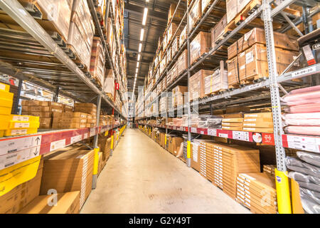 KUALA LUMPUR, MALAYSIA - MAY 22, 2016: Warehouse storage in an IKEA store. Founded in 1943, IKEA is the world's largest furnitur Stock Photo
