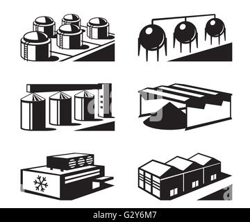Commercial and industrial warehouses - vector illustration Stock Vector