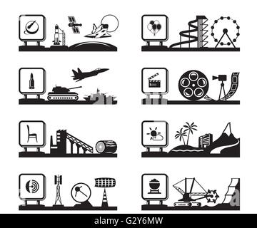Various industries with logos - vector illustration Stock Vector