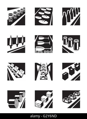 Different assembly lines - vector illustration Stock Vector