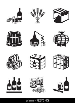 Production of whiskey and brandy - vector illustration Stock Vector