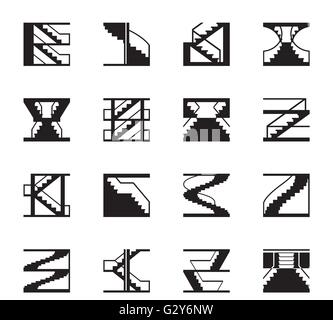 Different types of stairs - vector illustration Stock Vector