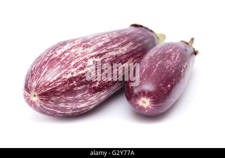 striped violet and white eggplant isolated on white background Stock Photo
