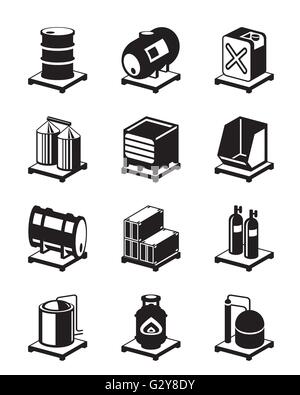 Metal containers icon set - vector illustration Stock Vector