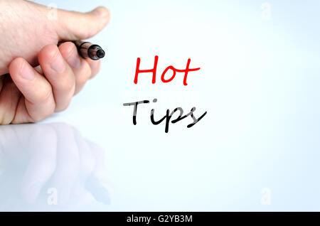 Hot tips text concept isolated over white background Stock Photo