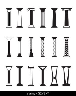 Different types of columns - vector illustration Stock Vector