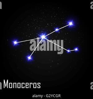 Monoceros Constellation with Beautiful Bright Stars on the Backg Stock Vector