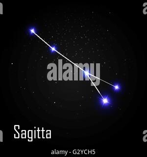 Sagitta Constellation with Beautiful Bright Stars on the Backgro Stock Vector