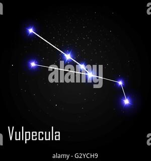 Vulpecula Constellation with Beautiful Bright Stars on the Backg Stock Vector