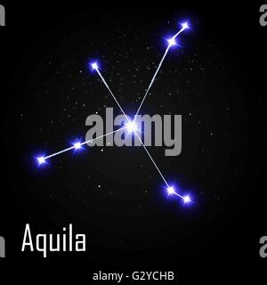 Aquila Constellation with Beautiful Bright Stars on the Backgrou Stock Vector