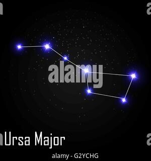 Ursa Major Constellation with Beautiful Bright Stars on the Back Stock Vector