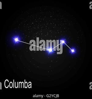 Columba Constellation with Beautiful Bright Stars on the Backgro Stock Vector