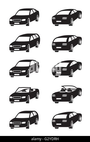 Different cars in perspective - vector illustration Stock Vector