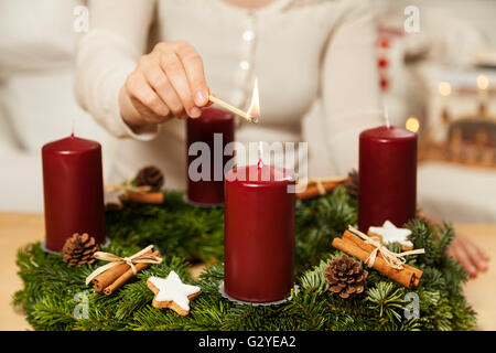 Kindle first candle on the first Advent Stock Photo