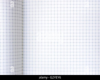 Graph paper sheet. Close-up of open notebook for background Stock Photo