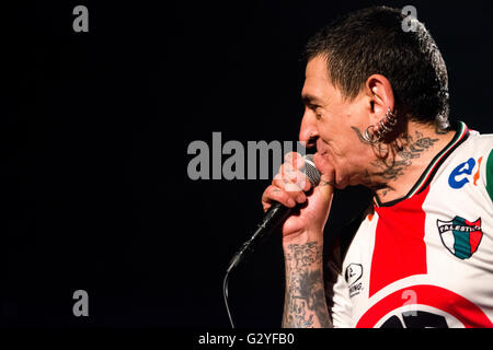 Langreo, Spain. 4th June, 2016. Spanish rock band 'Gatillazo' perfoms live during their concert at Eulalai Alvarez School on June 4, 2016 in Langreo, Spain. Credit: David Gato/Alamy Live News Stock Photo