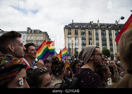 France , Rennes , Jun 04,2016  The Pride March each year brings together about 3,000 people in the streets of Rennes, Credit:  imagespic/Alamy Live News Stock Photo