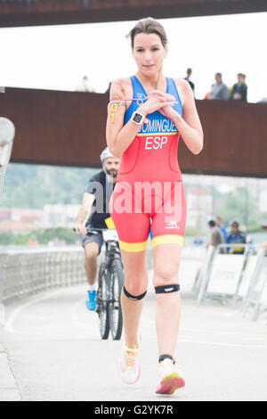 Aviles, Spain. 4th June, 2016. Athletes during the paradhuatlon category of 2016 Aviles ITU Duathlon World Championships at Center Niemeyer on June 4, 2016 in Aviles, Spain. Credit: David Gato/Alamy Live News Stock Photo