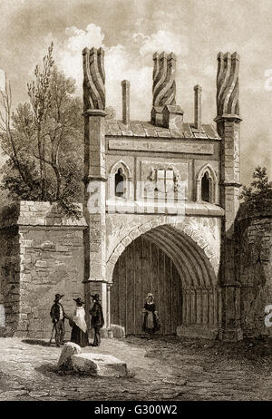 Wolsey's Gate in College Street, Ipswich, Suffolk, England, 18th century Stock Photo