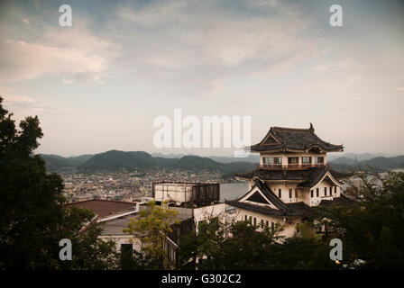 Castle rising over town scenery in Onomichi (Japan) Stock Photo