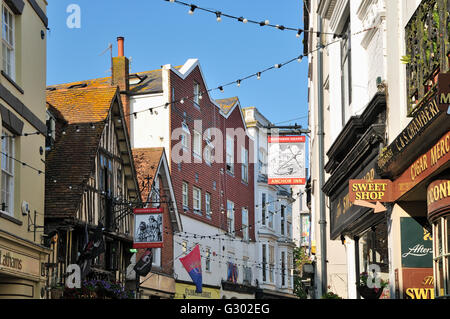 Hastings Old Town buildings in George Street, Hastings, East Sussex UK Stock Photo