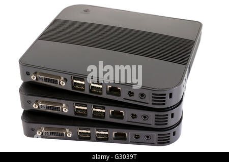 Group of noname nettop computers isolated on white with clipping path Stock Photo