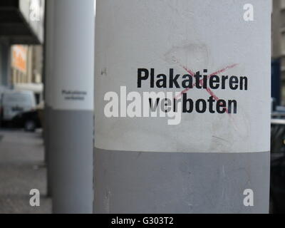 Plakatieren verboten, German for No bill-sticking! Stock Photo