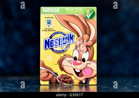 Nestle Nesquik whole grain cereals Stock Photo