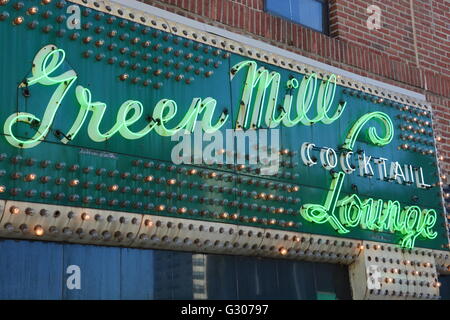 The Green Mill Tavern in Chicago's Uptown Neighborhood has been open over 100-years and was an Al Capone speak easy during prohibition. Stock Photo