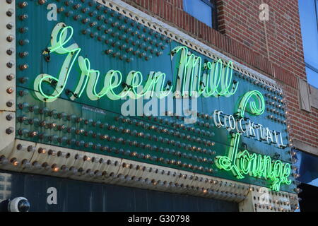 The Green Mill Tavern in Chicago's Uptown Neighborhood has been open over 100-years and was an Al Capone speak easy during prohibition. Stock Photo