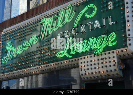 The Green Mill Tavern in Chicago's Uptown Neighborhood has been open over 100-years and was an Al Capone speak easy during prohibition. Stock Photo