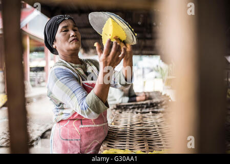 Krupuk (Kroepoek) production, Bukittinggi, West Sumatra, Indonesia, Southeast Asia, Asia Stock Photo