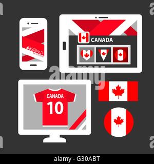 Set of Canada flag, emblem and pattern background Stock Vector Image ...