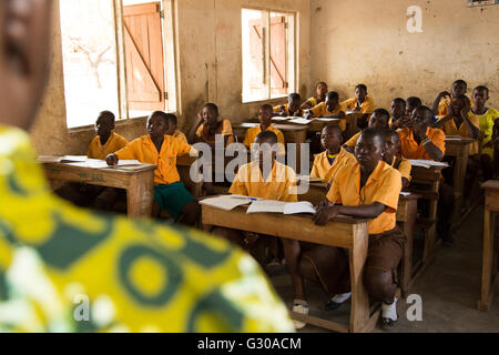 School classroom and teacher, Ghana, West Africa, Africa Stock Photo