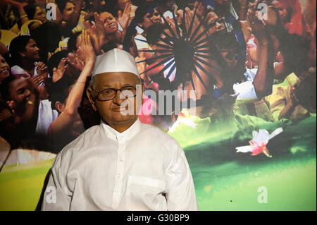 The image of Ana Hazare wax statue in Lonavala wax Museum, India Stock Photo