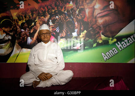 The image of Ana Hazare wax statue in Lonavala wax Museum, India Stock Photo