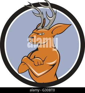 Illustration of a jackalope, a mythical animal of North American folklore described as a jackrabbit with antelope horns or deer Stock Vector